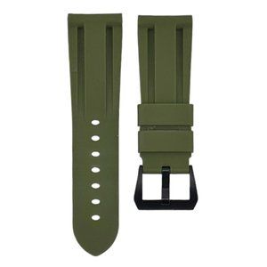 HORUS 24mm Rubber Strap - Olive Green/PVD Black Buckle - Luxury Watch Band